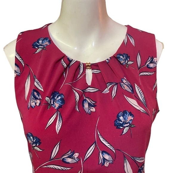 Ivanka Trump Pink Navy Floral Sleeveless Blouse Size M - Picture 2 of 10